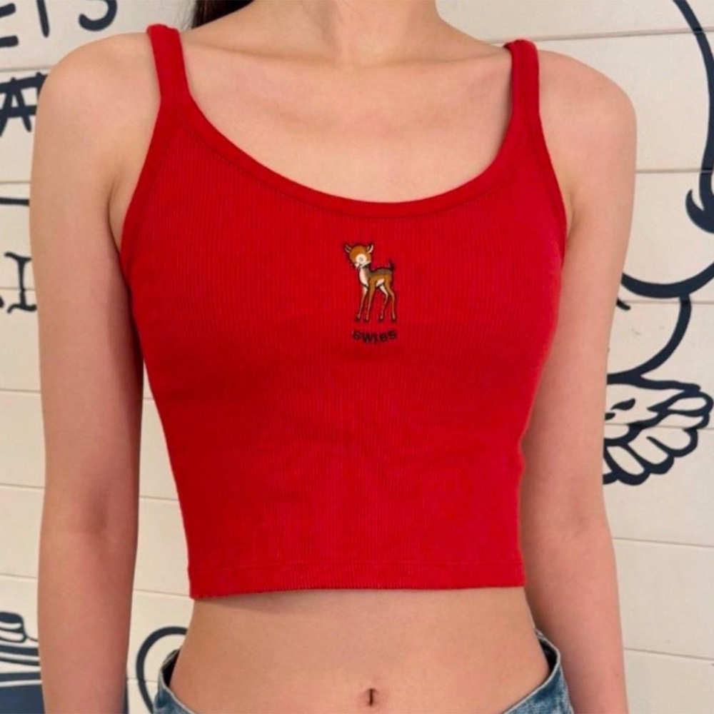 Red Brandy Melville deer tank. Never worn